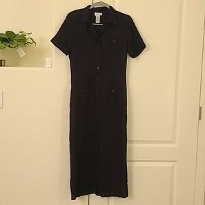 Scarlett Dark Blue Maxi Polo Collared Dress Size 9/10 women's Y2k vintage retro